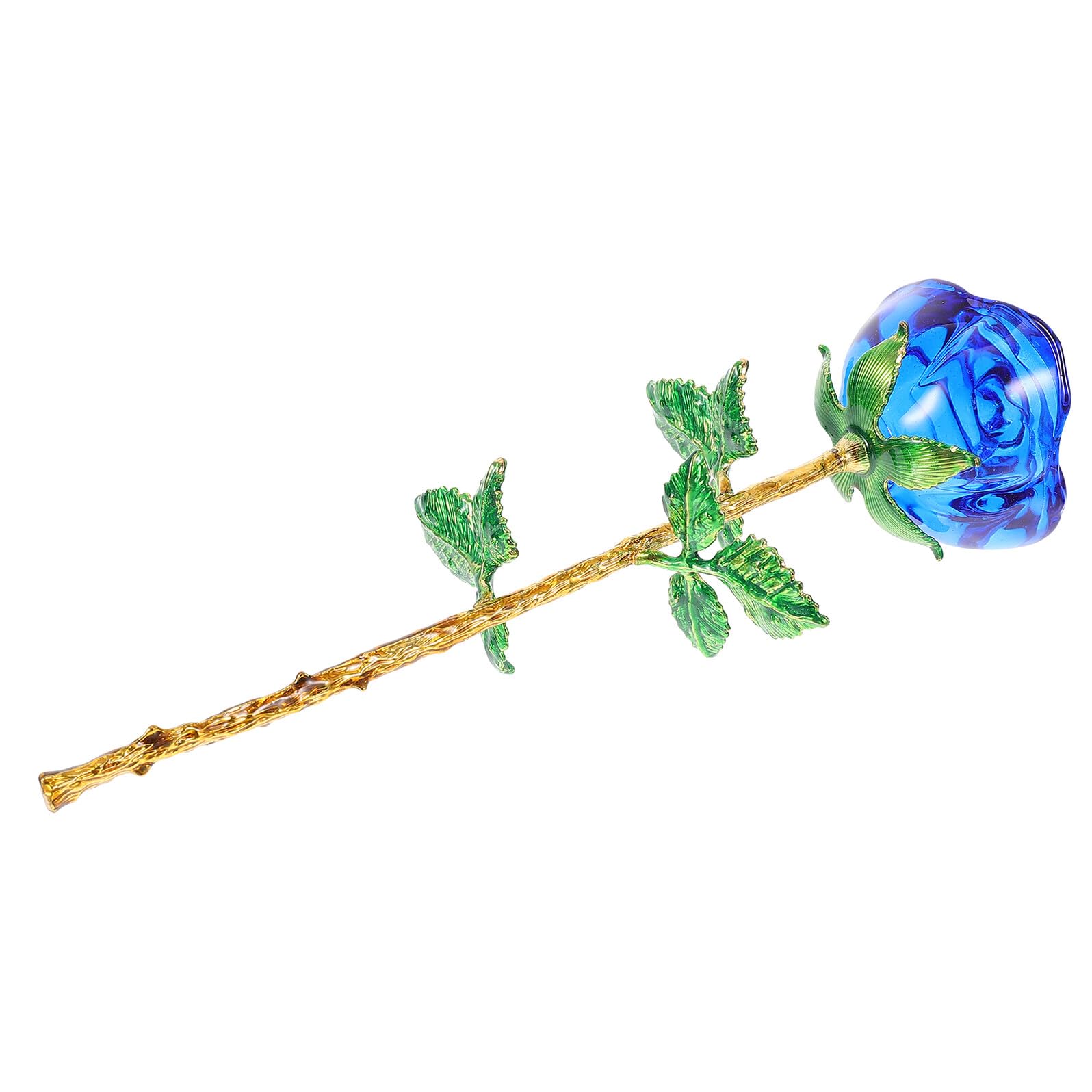 Rose en verre bleu IMIKEYA, fini les fleurs fannées pour votre décoration de fête