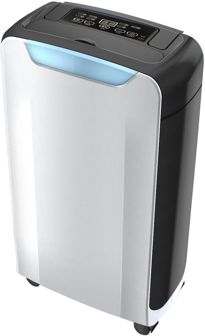 OULUN Compact 20 pint Portable Dehumidifier with Humidity Sensor, Timer, 2 Speed Settings & Auto Shut Off. Ideal For Home Or Office