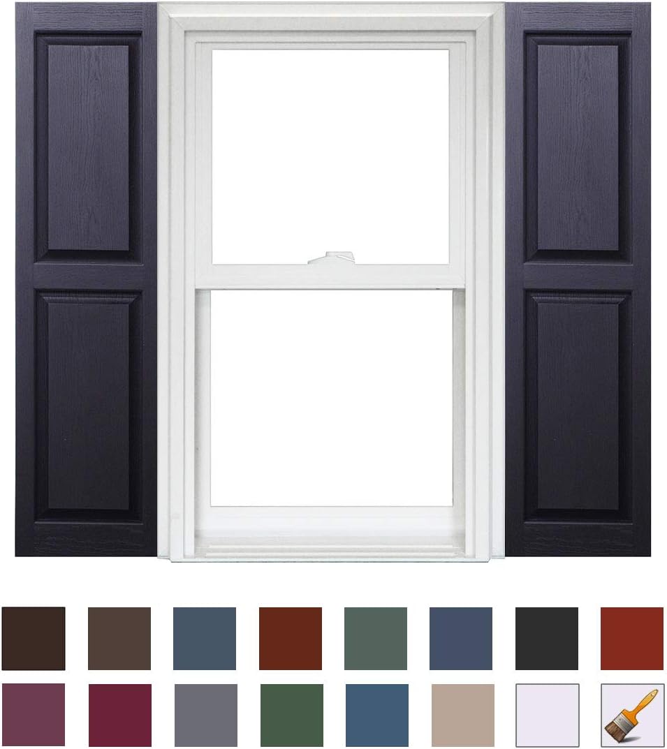 Polaris Homeside Raised Panel Vinyl Shutters (1 Pair) 14-1/2in. x 35in. - 050 Black