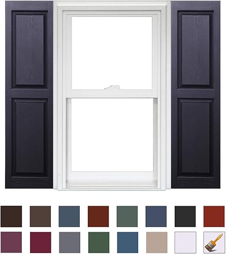 Polaris - Persianas de vinilo Homeside con panel elevado (1 par), 14-1/2 pulgadas x 55 pulgadas, color 050 negro