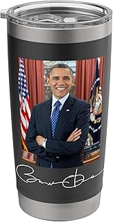Barack Obama Signature and Portrait Stainless Steel Insulated Tumbler