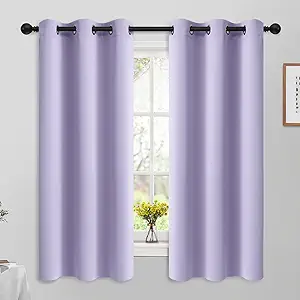 Yakamok 63 Inch Length Blackout Curtains for Bedroom, Thermal Insulated Room Darkening Grommet Top Window Drapes for Living Room,Lilac,42W x 63L,2 Panels