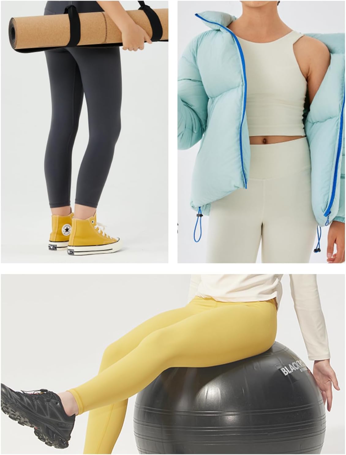 3 Pack Girls Black Athletic Leggings, Printed Ankle Length High Waisted Yoga Pants for Kids Teen - Image 4