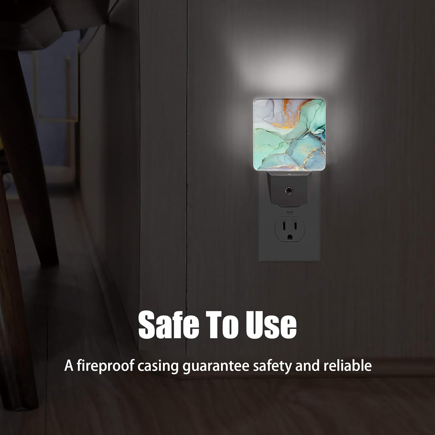 Green Marble Dusk to Dawn Night Light, Auto Sensor Lamp Home Indoor Stairway Kitchen Corridor, Night Lights Plug into Wall Decor, Boys Girls Women Men Room Gifts