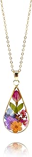 14k Gold Plated Pressed Flower Pendant Necklace for Women,birthday gifts for mom,Fashion Necklace Jewelry