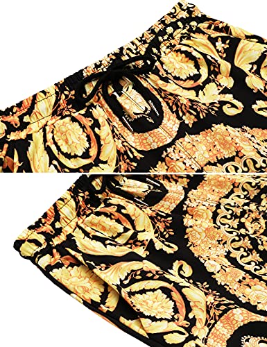 Men's Black Hawaiian Short Sleeve Button Down Shirt - Casual Summer 2 Piece Outfit Set #TOP4