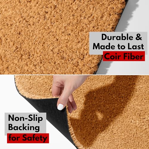 Image of Personalized Doormat with Family Name & 6 Designs, 18 inch x 30 inch - Durable Coir Fiber with Anti-Slip Backing, Outdoor-Indoor Use