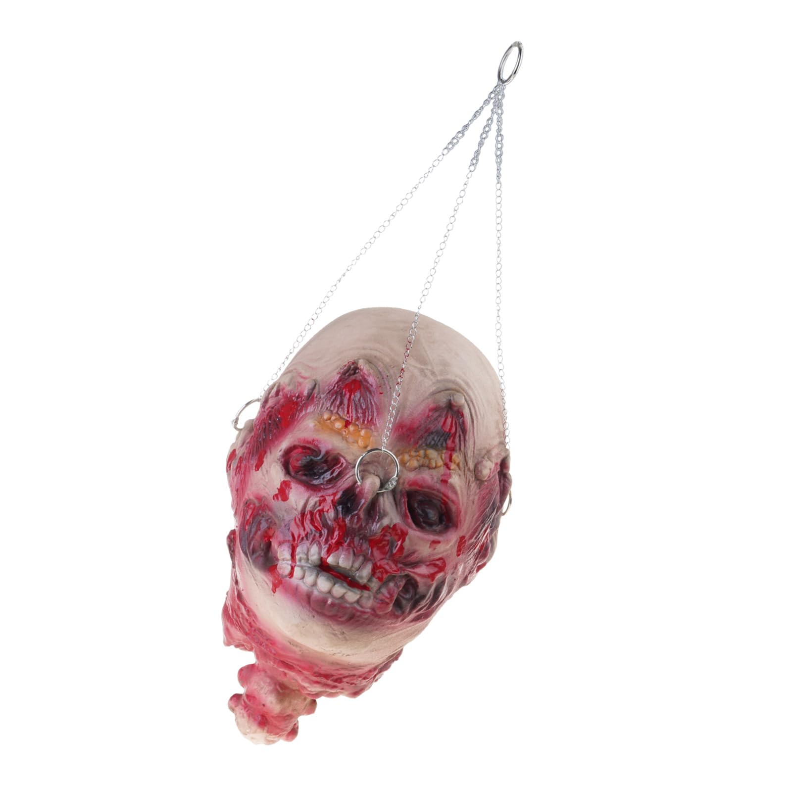 oringnat Halloween Hanging Head with Chain Scary Props Cut offs Corpse Head Hanging Severed Head Haunts House