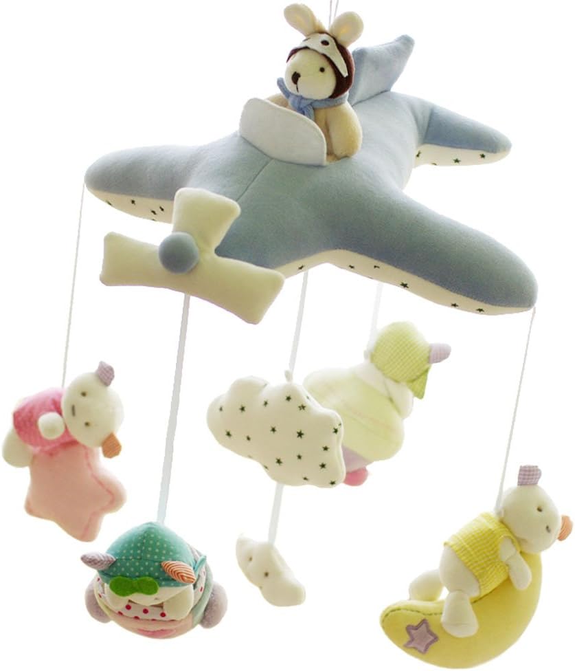 Baby Crib Decoration Lullabies Plush Musical Mobile (Blue Plane)