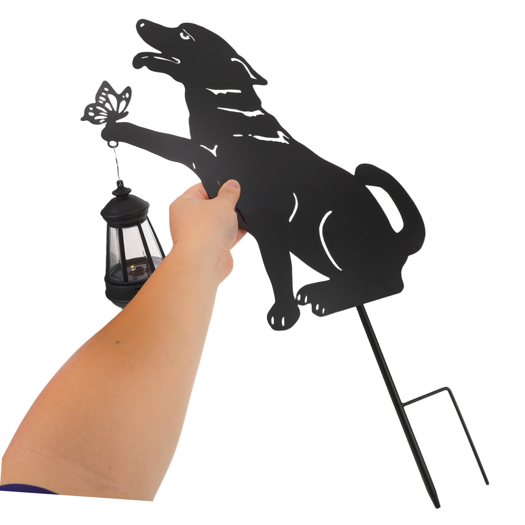 BESPORTBLE Luce Solare da Esterno Cane in Alluminio Nera con LED