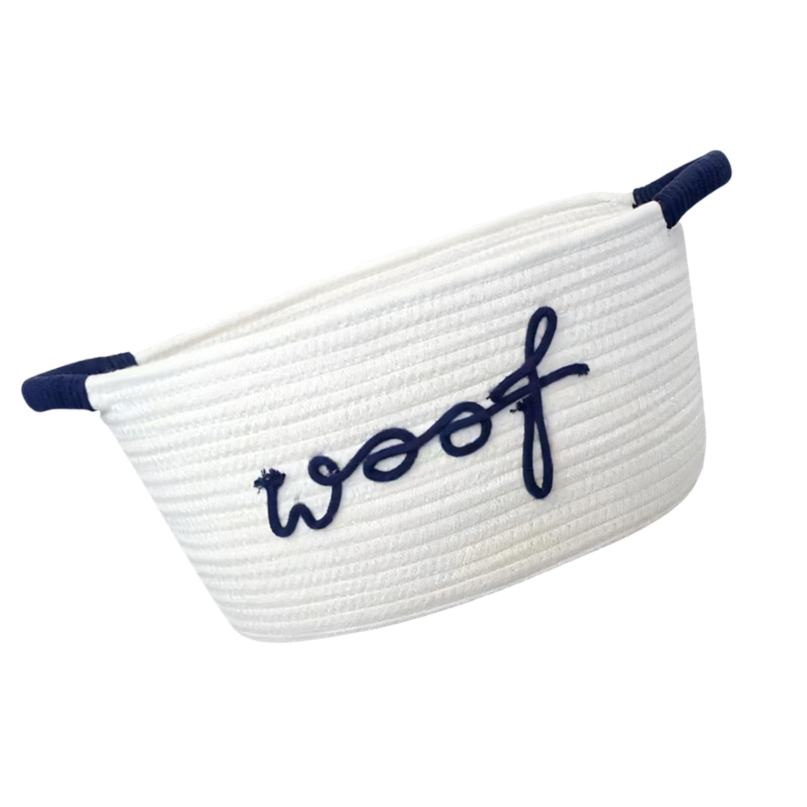 Decorative Dog Toy Keeper Basket Showcasing Pattern and Reinforced Handles for Easy Transport Multi Purpose Pet Holder Basket Woven From Cord Showcasing Theme Design
