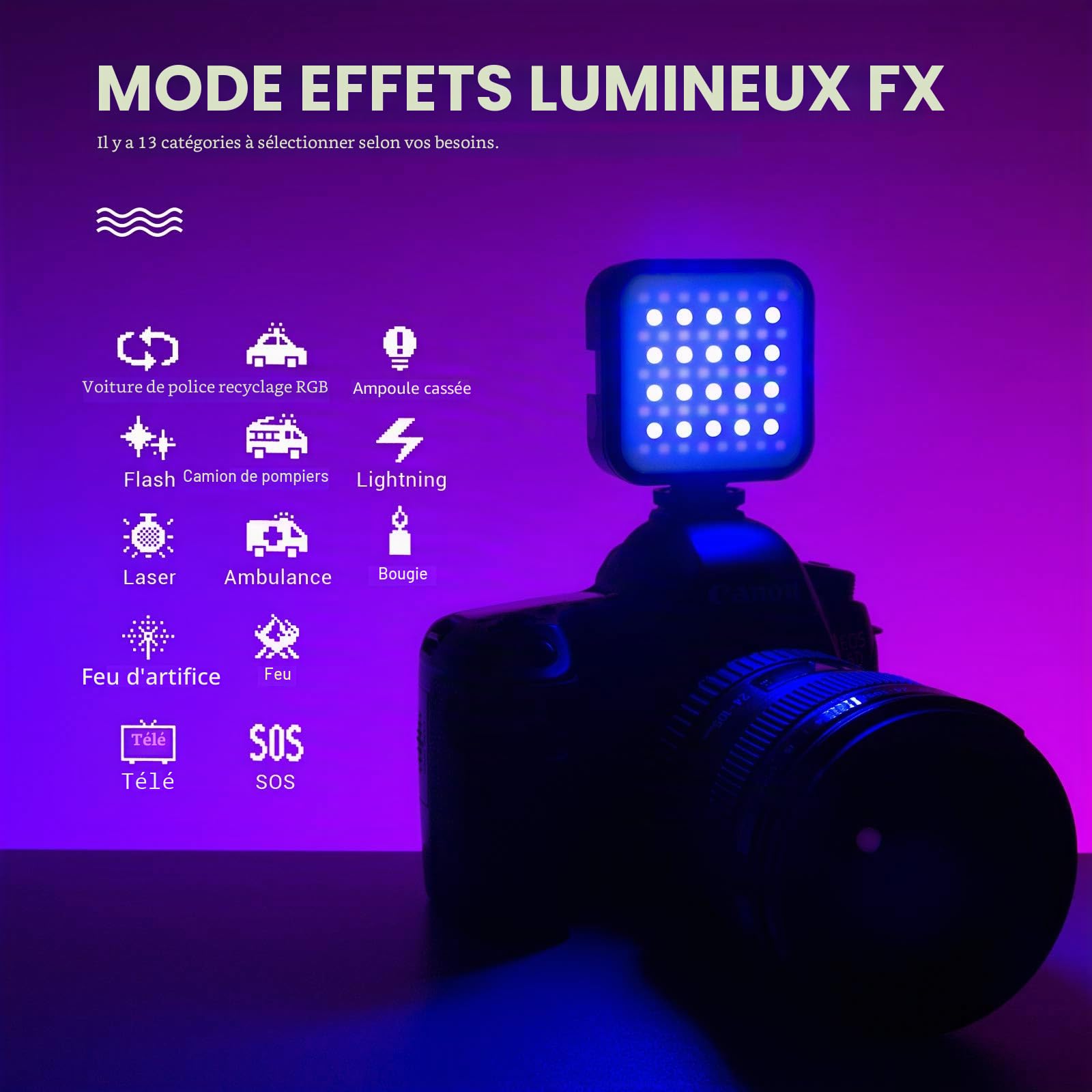 GODOX LITEMONS LED6R RGB LED Vidéo Lampe, Lumière Bicolore 3200K-6500K CRI 95, 13 FX Effets d'éclairage, HSI Mode, Rechargeable pour Tournage, Diffusion en Direct, Microfilmage et Enregistrement