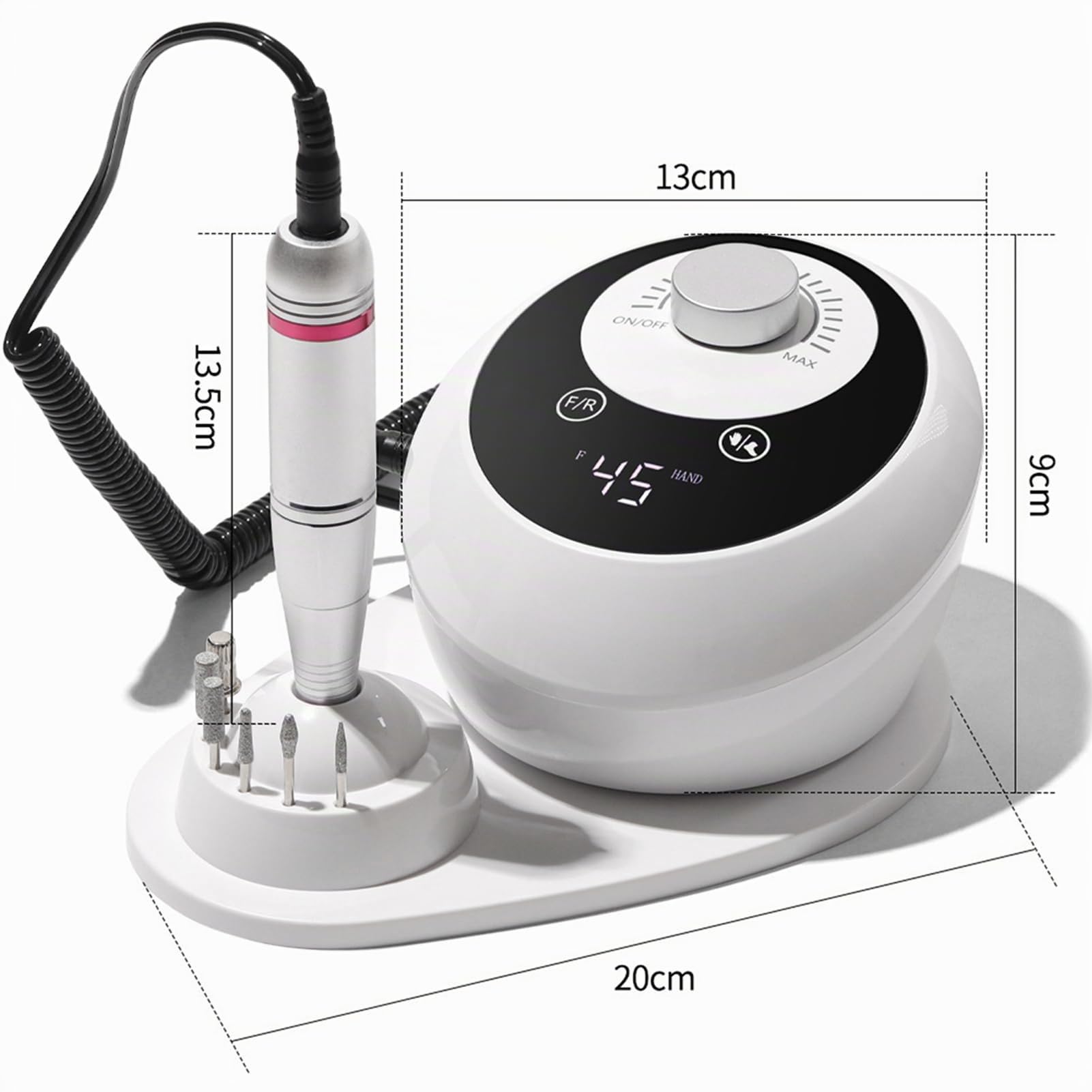 Fresa elettrica professionale, 45000 giri/min, fresa per unghie in gel, lima elettrica per unghie con lima per unghie, manicure, pedicure, set di accessori per uso domestico, saloni di unghie