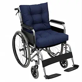 Almofada para assento de cadeira de rodas e encosto para idosos, deficientes e deficientes - Acessórios para cadeira de rodas de alívio de pressão, 30,5 cm C x 28 cm L (azul marinho)