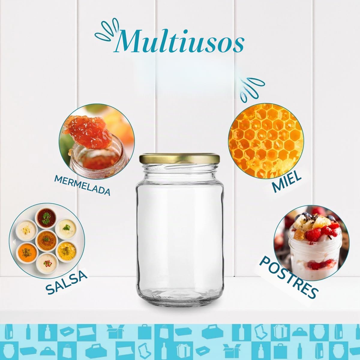 Espirito Rebelde - Lote de 20 tarros de cristal vacíos de 370 ml con tapa - tarros para conservación, mermelada, conservas, miel y especias | Regalo de boda