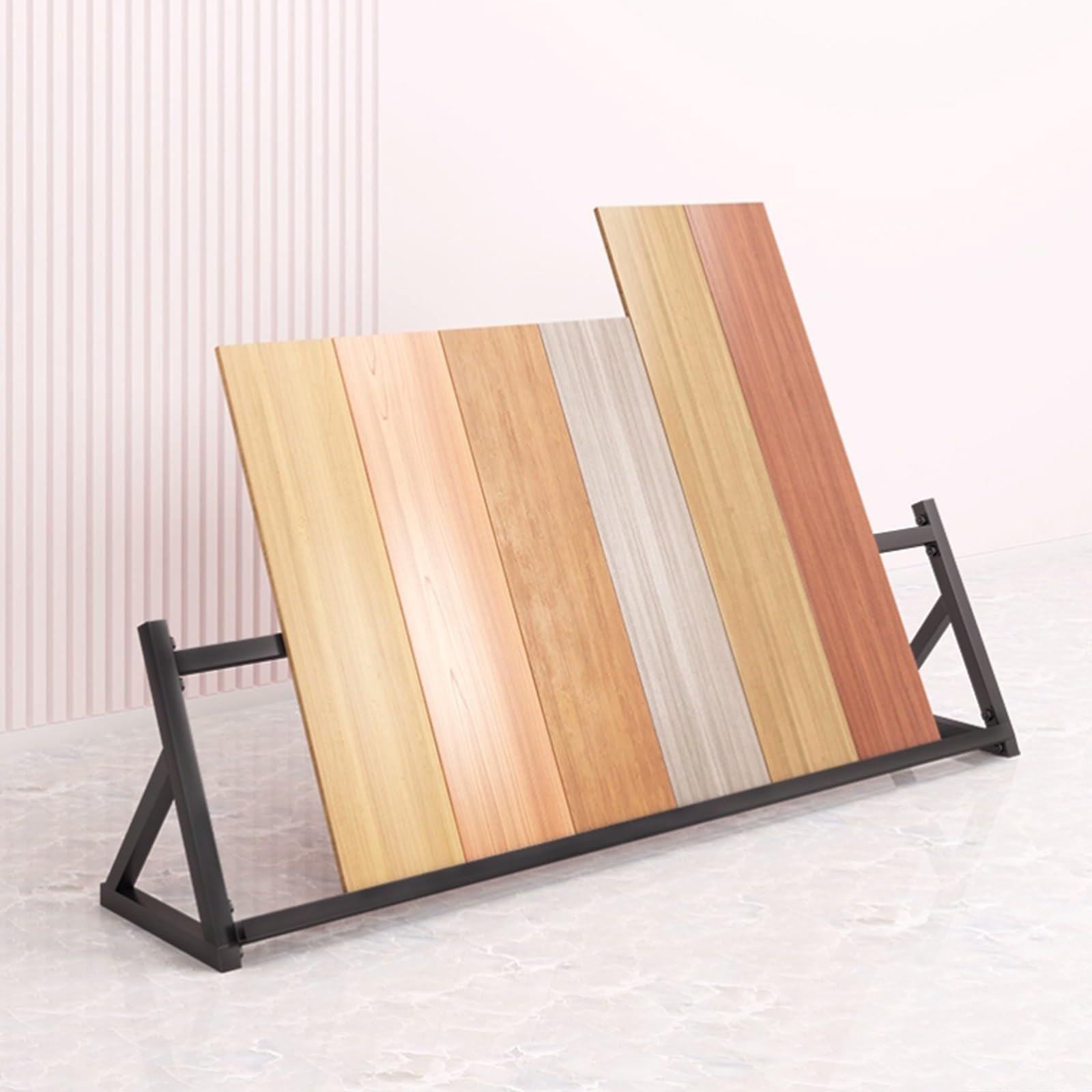 SWENEEN Large Tile Stand-White Floor Shelf Building Tiles & Display 47.,Black-63in/160cm