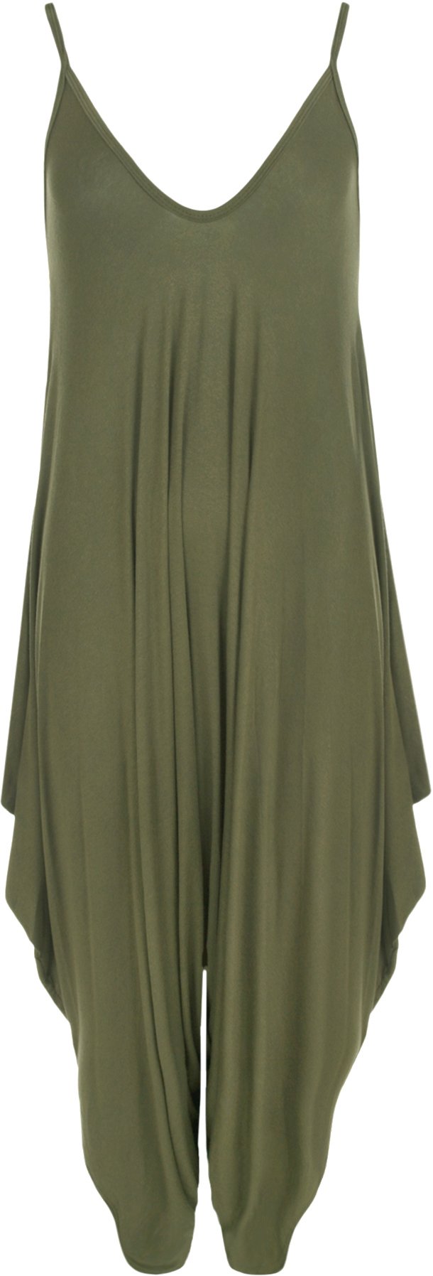 Wearall Women's Green Lagenlook Strappy Harem Jumpsuit Dress Cami Playsuit Vest Top - 12-14