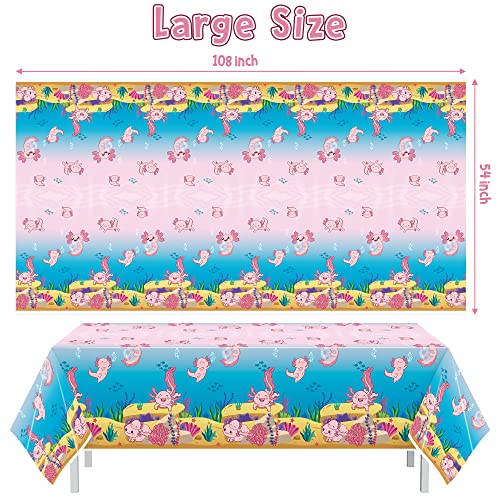 Bkeecten 3Pack Pink Cartoon Axolotl Party Table Cover Reptile Animals Waterproof Disposable Tablecover Plastic Rectangle Tablecloth For Girl Axolotl Birthday Baby Shower Party Supplies, 54X108 Inch #TOP1
