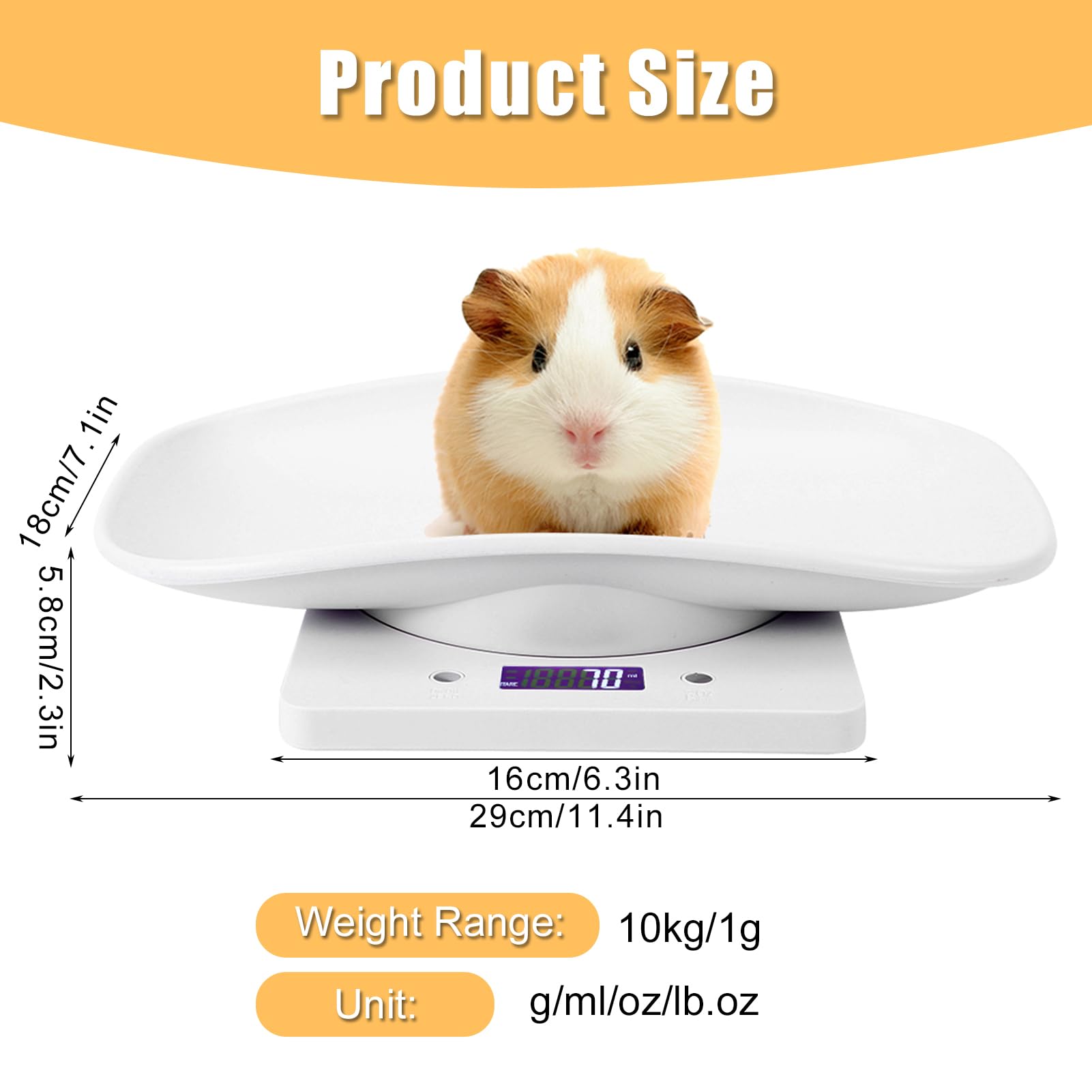 Báscula Portátil de Alta Precisión para Mascotas de 10 Kg/1 G, Báscula Digital para Bebés Recién Nacidos, Báscula Digital para Mascotas Pequeñas para Gatos, Perros, Herramienta de
