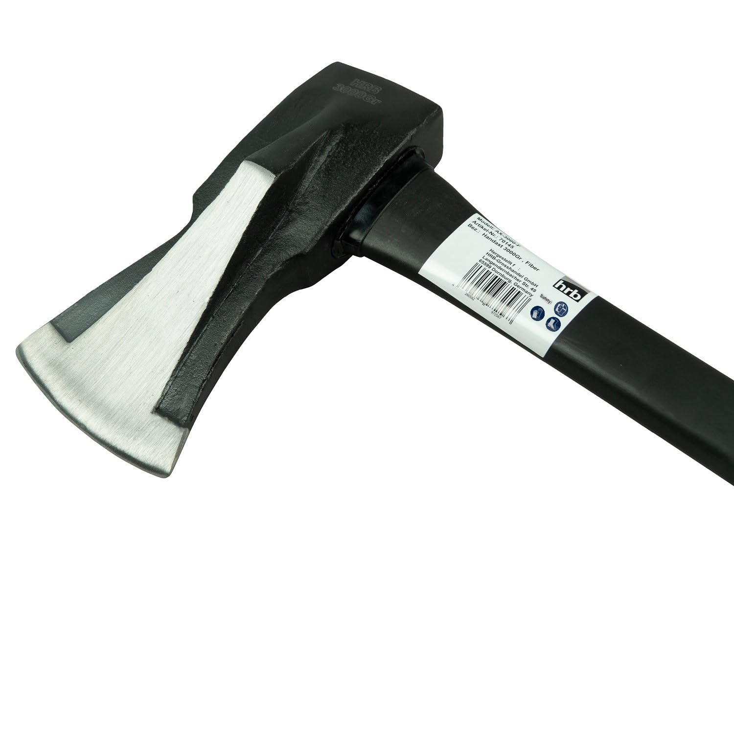 HRB Axt - Spaltaxt gehärtetem Stahl, zum Holz Spalten geeignet, Survival Axt mit ergonomischem Griff (Schwarz/Orange, 4 Kg)