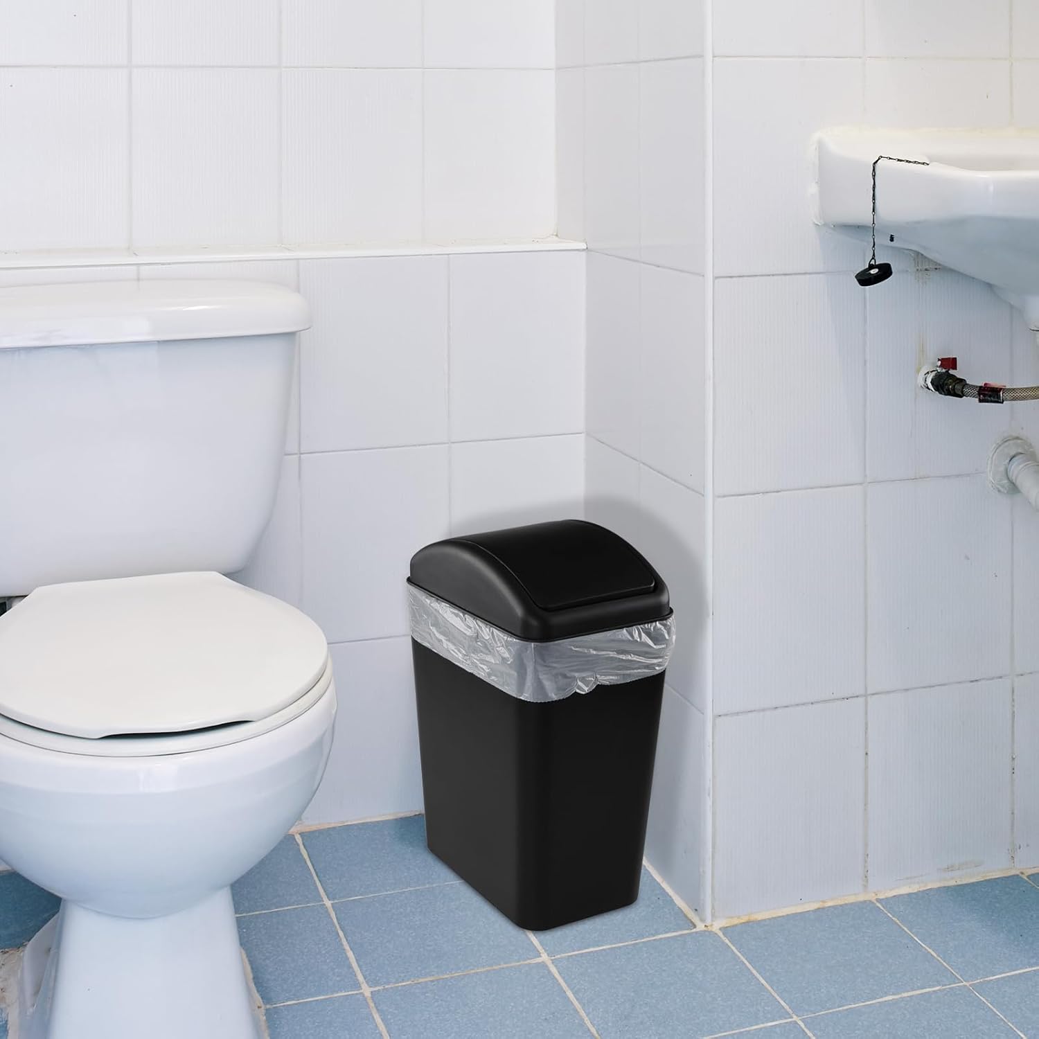 Gloreen 16 L Slim Kitchen Garbage Can, 4 Gallon Plastic Rectangular Waste Basket, F