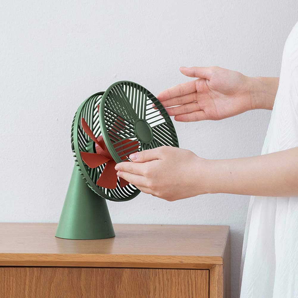 Mini Desktop Fan USB Portable Handheld Adjustable Head Height with 7 Blades Silent Fan for Office Home Outdoor Travel Use Air Circulator Cooling Fan (Green)