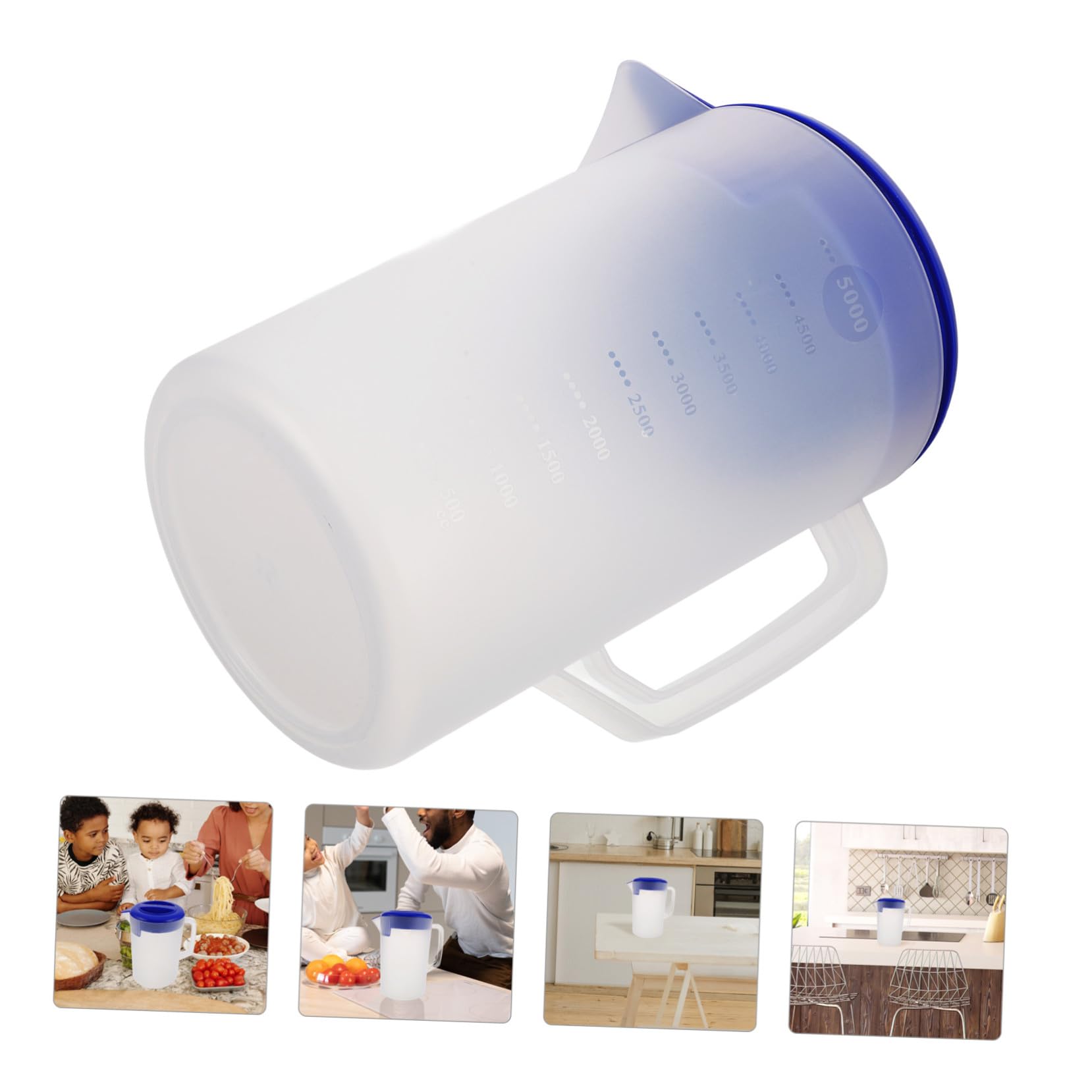 TOYANDONA Brocca e Servizio Bevande con Manico Ergonomico da 5 in Plastica e Scala Graduata Opaca, per Conservazione in Frigorifero