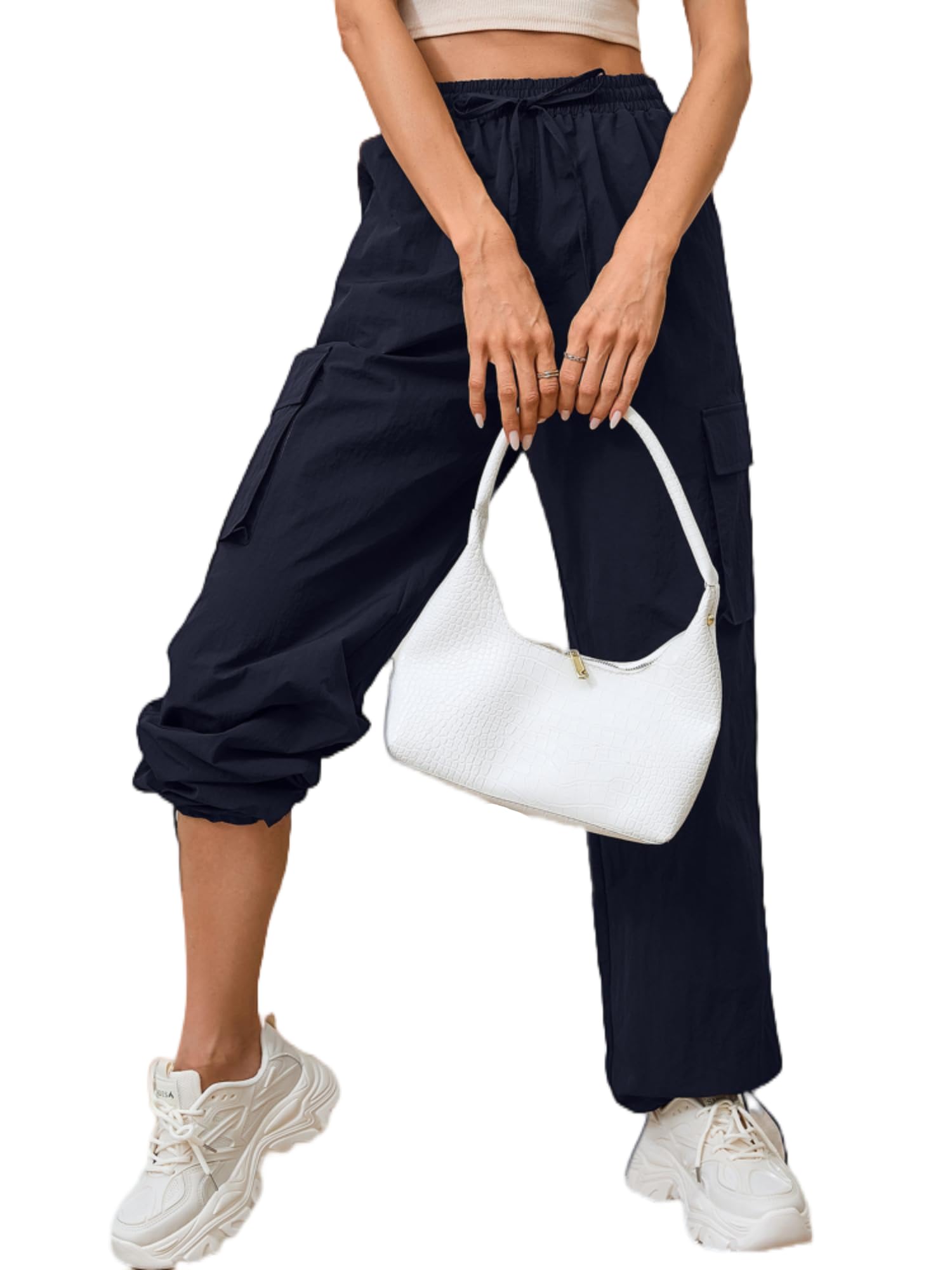 Heymoments Women's Cargo Pants Quick Dry Lightweight Casual Outdoor Sweatpants Joggers with 4 Pockets Elastic Waist Work Pant