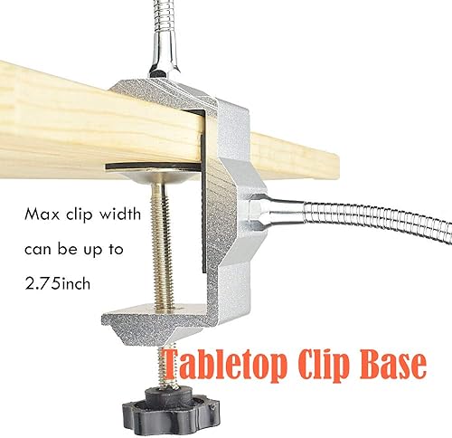 Miniatura 3 de Toolour Helping Hands - Herramienta de tercera mano, base de abrazadera de mesa con 2 brazos flexibles chapados en níquel y clips de cocodrilo
