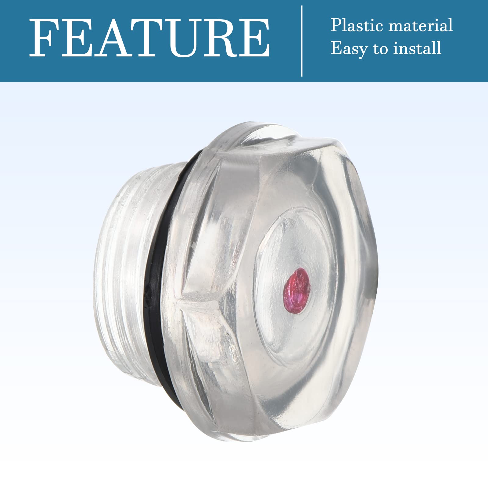 QUARKZMAN 20mm Maschio Filettato Aria Compressore Olio Livello Vetro Raccordi x 1 Pezzo Trasparente Plastica Olio Mirino Vetro con O-ring per Olio Lubrificato Compressori