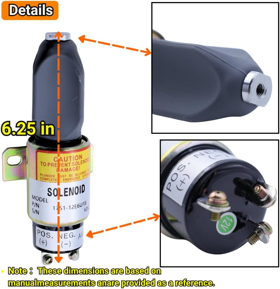 1751-12E6U1B1 12V Shut Down Solenoid Valve compatible with Woodward Shutdown Engine #1700-2530 1700-2556 1751-12E6U1B1S1A