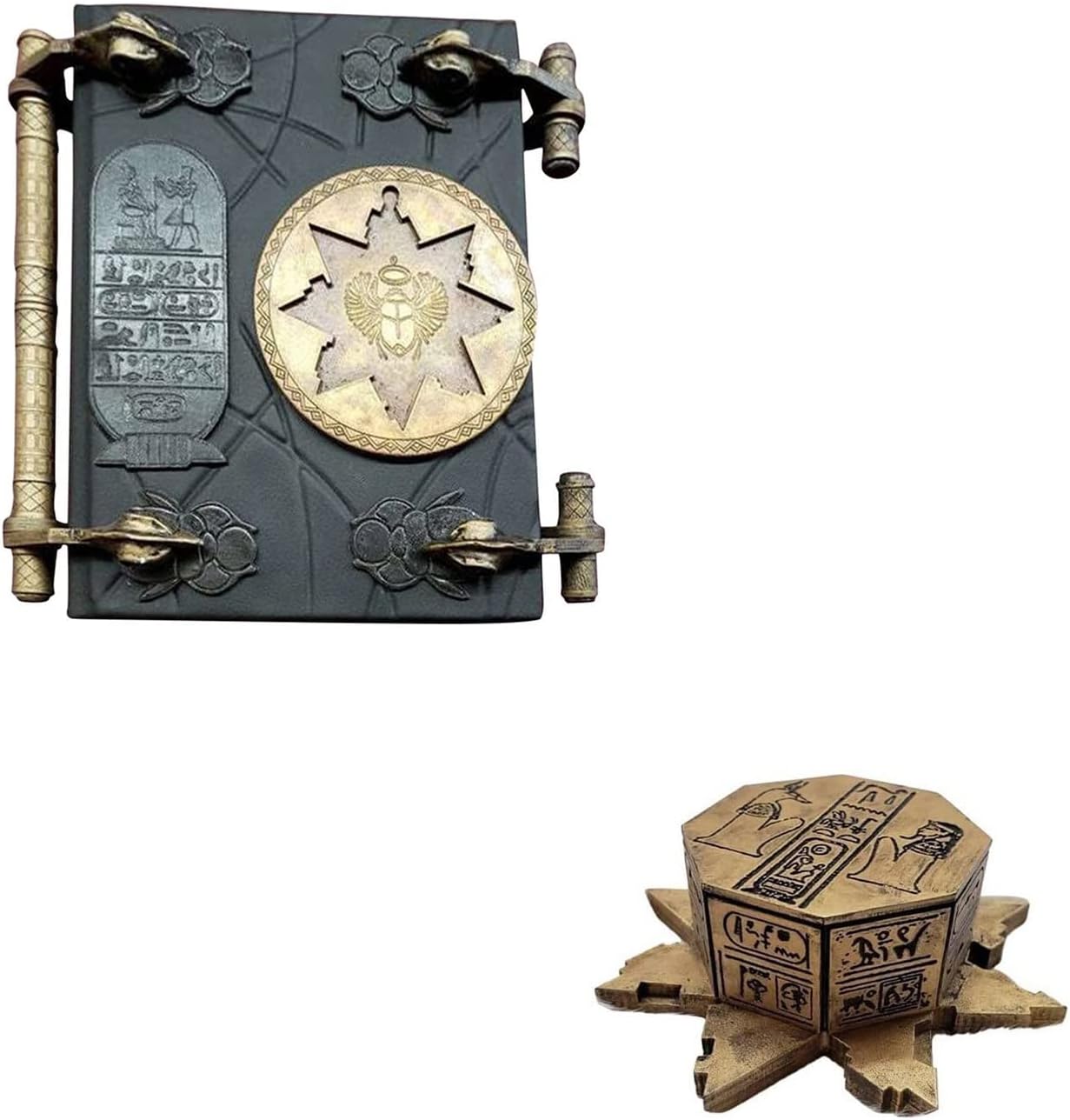 Book of Hamunaptra The Mummy Prop Replica The Mummy Books and Key Bundle Book of The Dead Handmade Resin Artwork Decorative Magic Book with Key Ornament Magic Book (Black With Key)