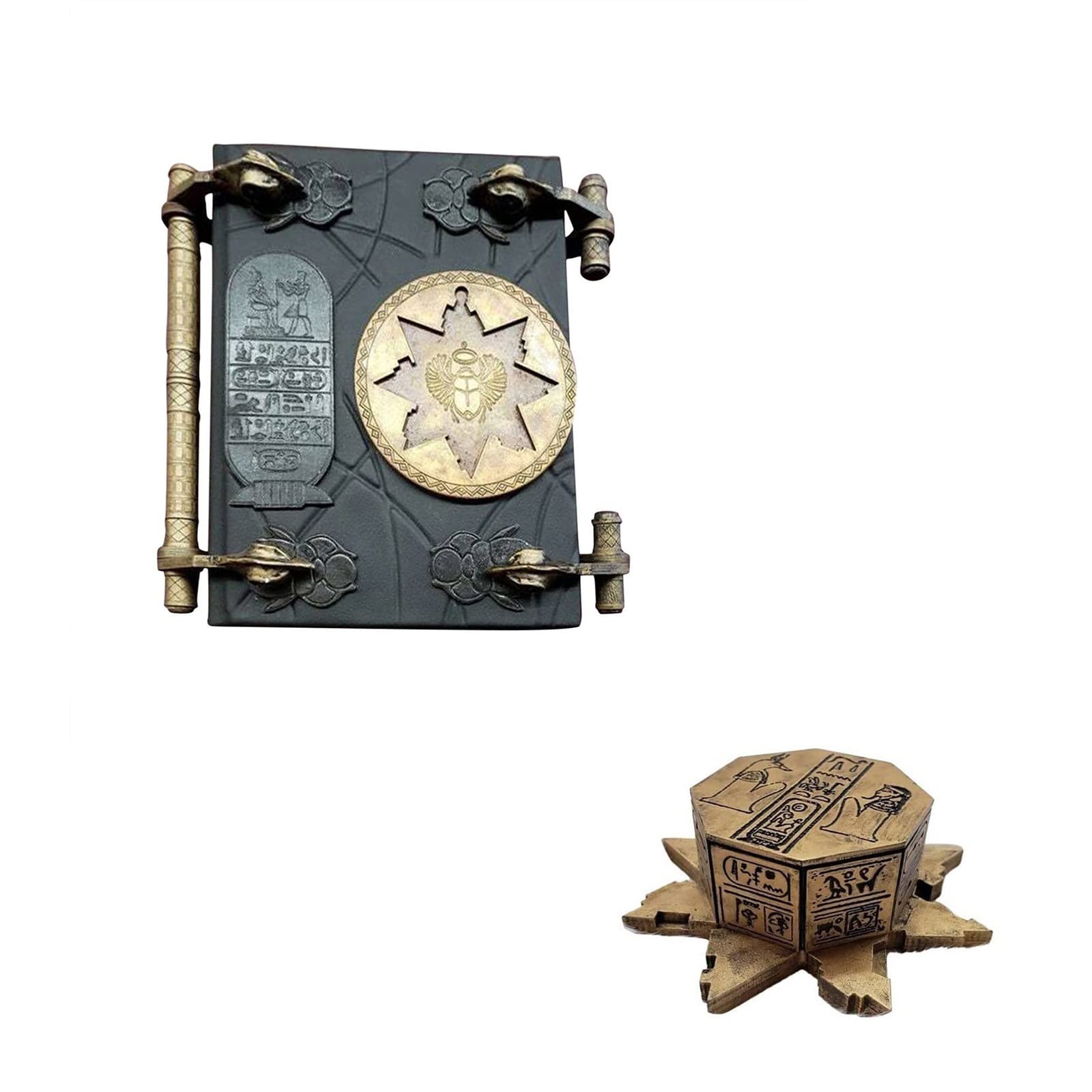 Book of Hamunaptra The Mummy Prop Replica The Mummy Books and Key Bundle Book of The Dead Handmade Resin Artwork Decorative Magic Book with Key Ornament Magic Book (Black With Key)