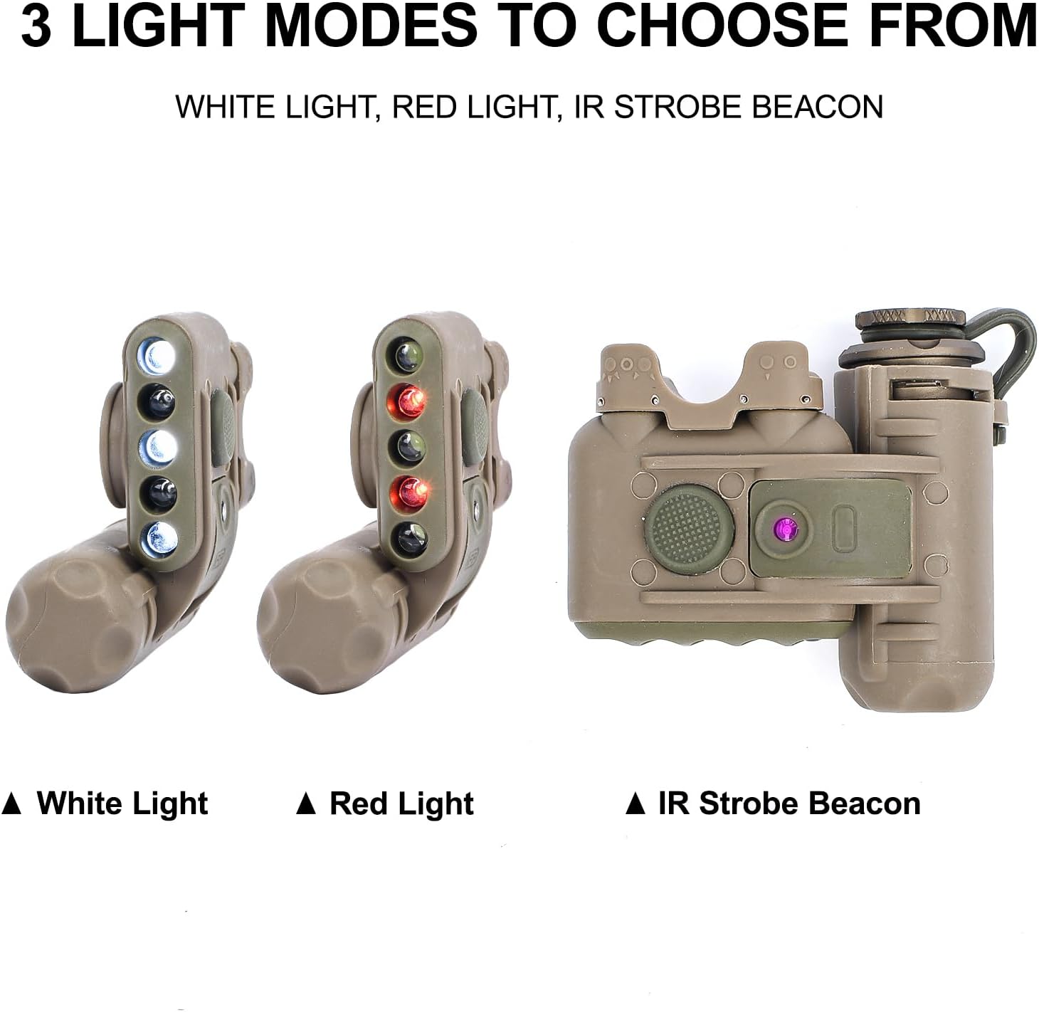 Tactical Helmet Light with IR Strobe Beacon Red White LED, Airsoft Survival Signal Lamp with Mount Accessories for ARC MICH Helmets Guide Rail