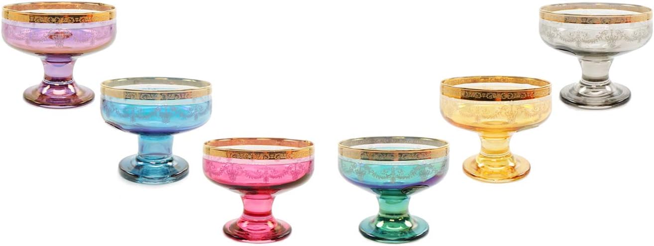 Italian Collection 'Rainbow' Crystal Colored Ice Cream Bowl, Dessert Cup, Vintage
