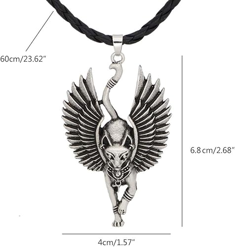 Miniatura 3 de Collar Youngy Fashion de plata antiguo Egipto Bastet Estatua Gato Colgante Collar Esfinge Amuleto Joyería