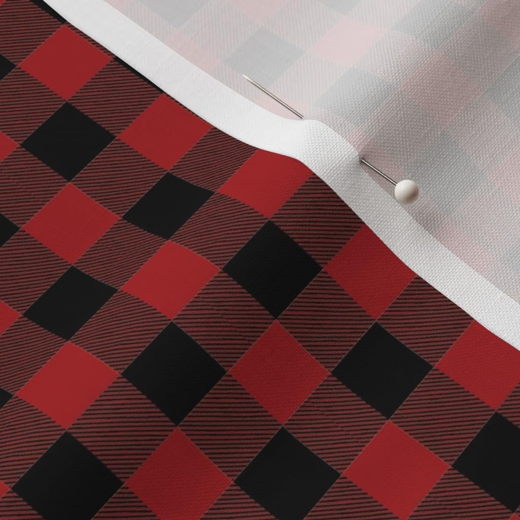 Spoonflower Fabric - Red Buffalo Plaid Christmas Check Small Print Black and Tiny Ditsy Printed on Petal Signature Cotton Fabric by The Yard - Sewing Quilting Apparel Crafts Decor