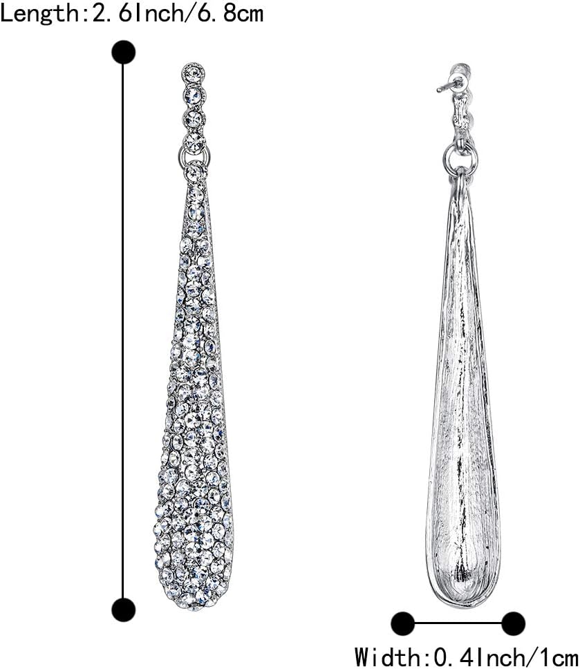 BriLove Wedding Bridal Elegant Crystal Beaded Teardrop Long Dangle Earrings for Women - Image 6