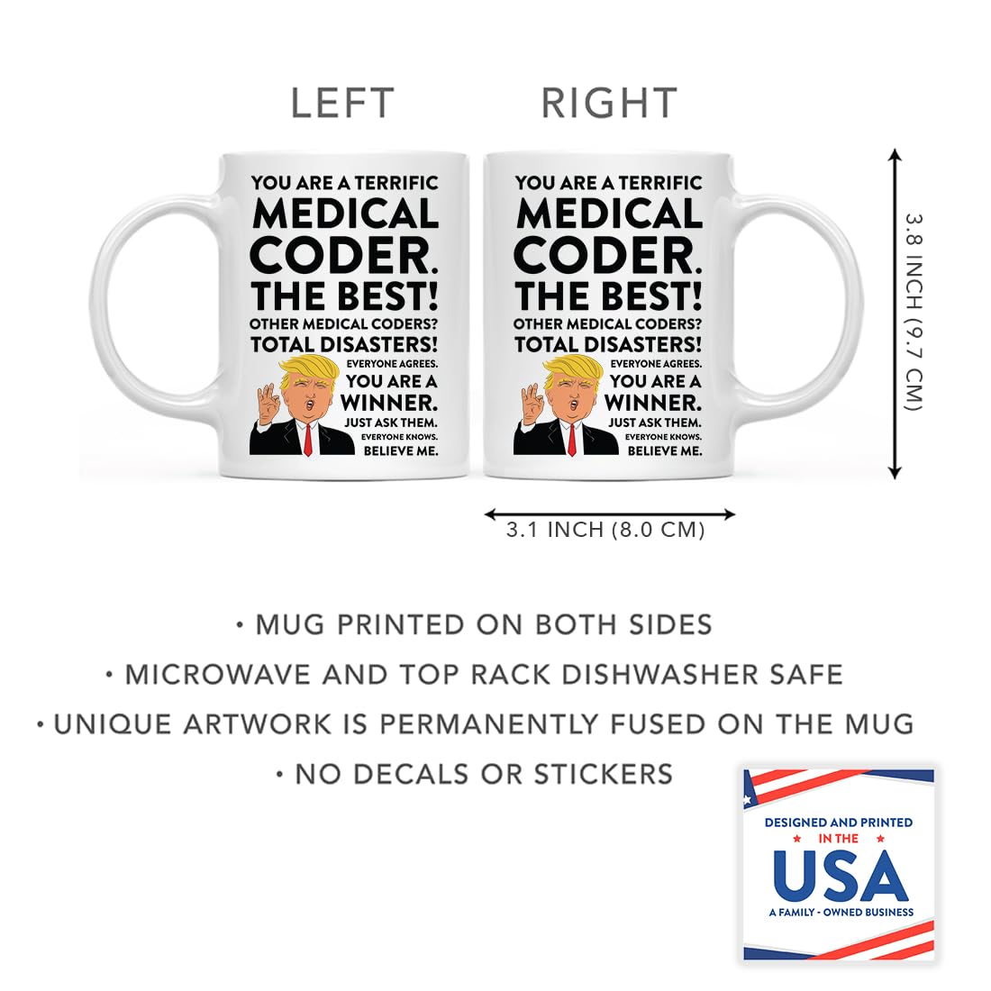 Funny Donald Trump Personalized Coffee Mug - 11oz Ceramic Gift For Grad Student, Coworker (Andaz Press)