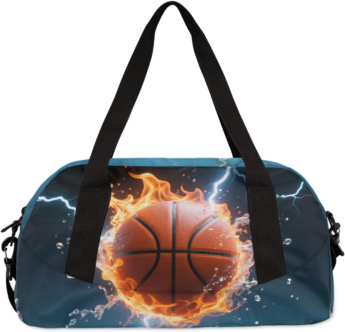 Fiery Basketball Duffel Bag for Kids Overnighter Small Duffle Bags for Boys & Girls, Sleepovers and Travel Duffel Bag for Kids, Carry-On Size & Ideal for School Practice or Sport Gym Bags