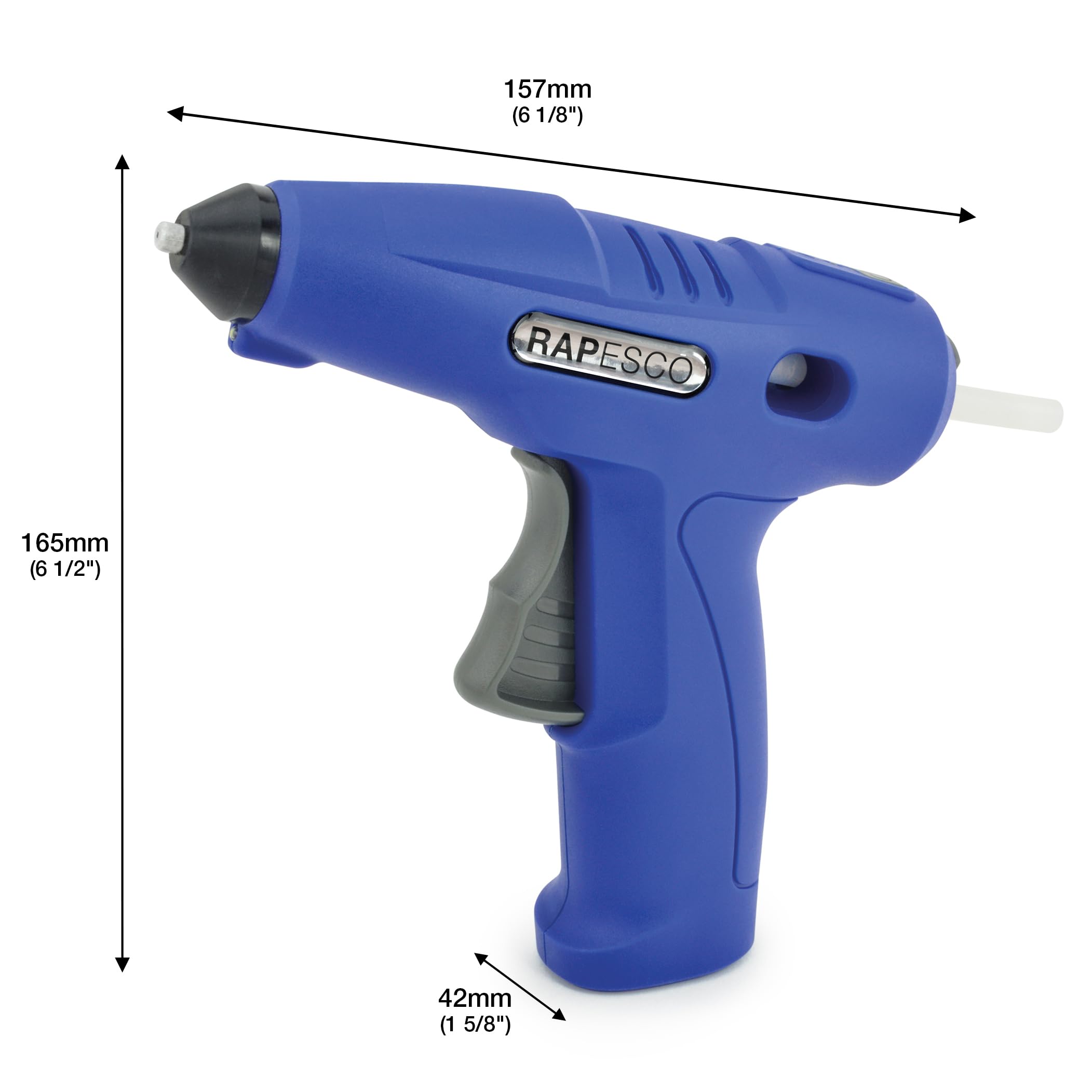 Rapesco 1567 G4-7 Pistola Colla a Caldo a Batteria e 6 Bastoncini, Blu