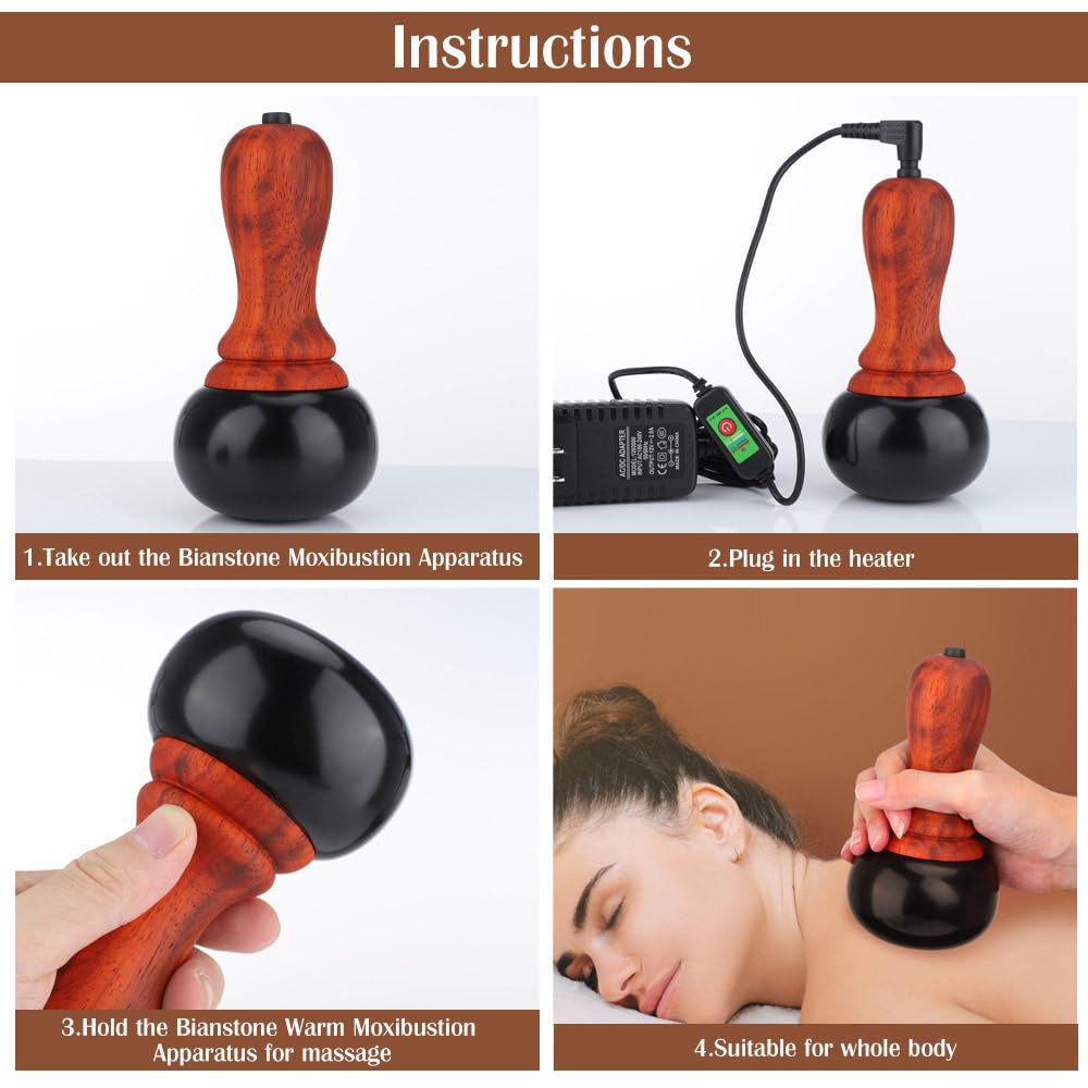 Masajeador Eléctrico De Piedras Calientes Gua Sha, Control De Temperatura De Cinco Velocidades, Para Relajación En Casa Y Alivio Del Dolor, Para Rostro,Ojos,Abdomen,Espalda,Piernas,Cintura Y Manos