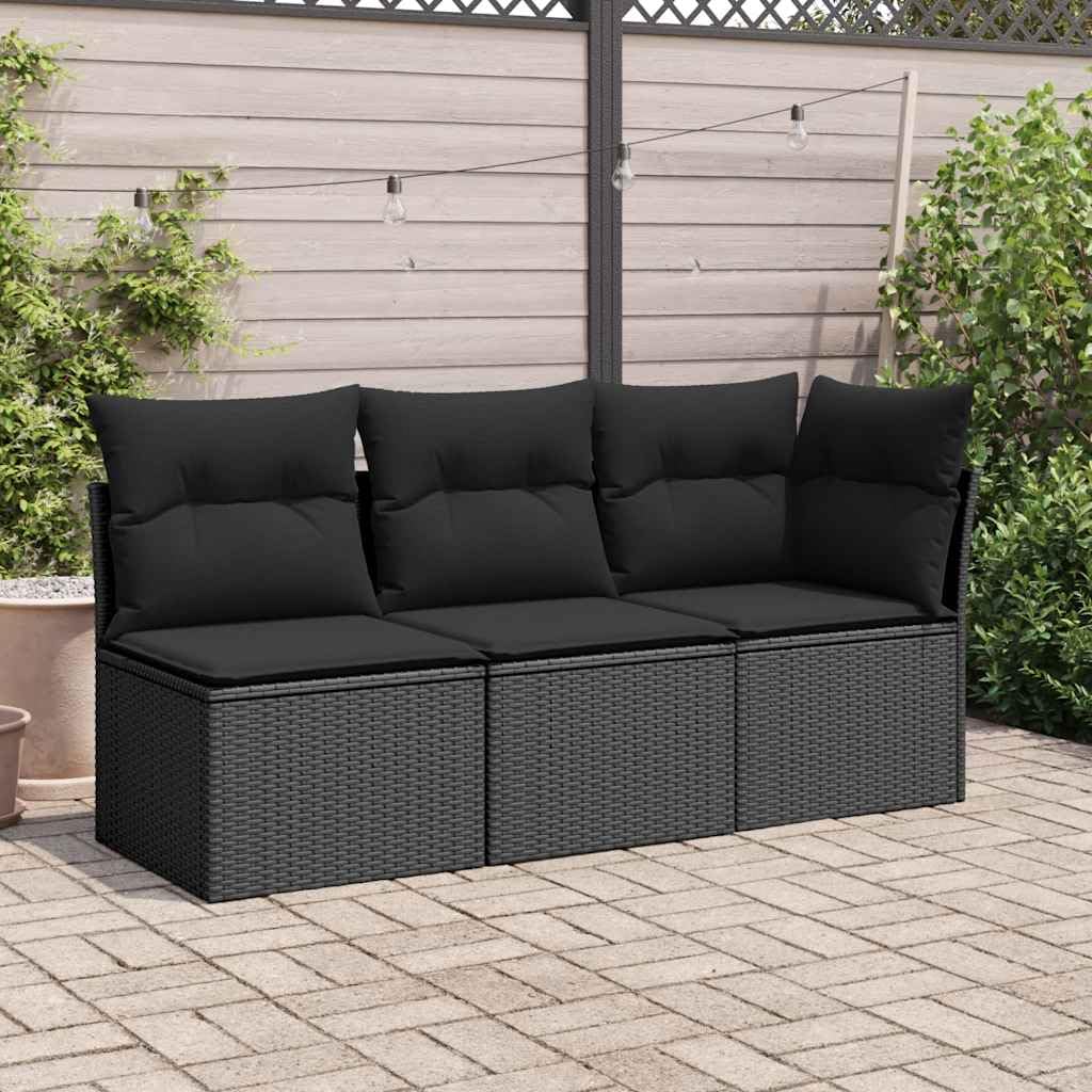 Sofa ogrodowa czarna rattanowa PE 62 x 62 x 69 cm z poduszkami