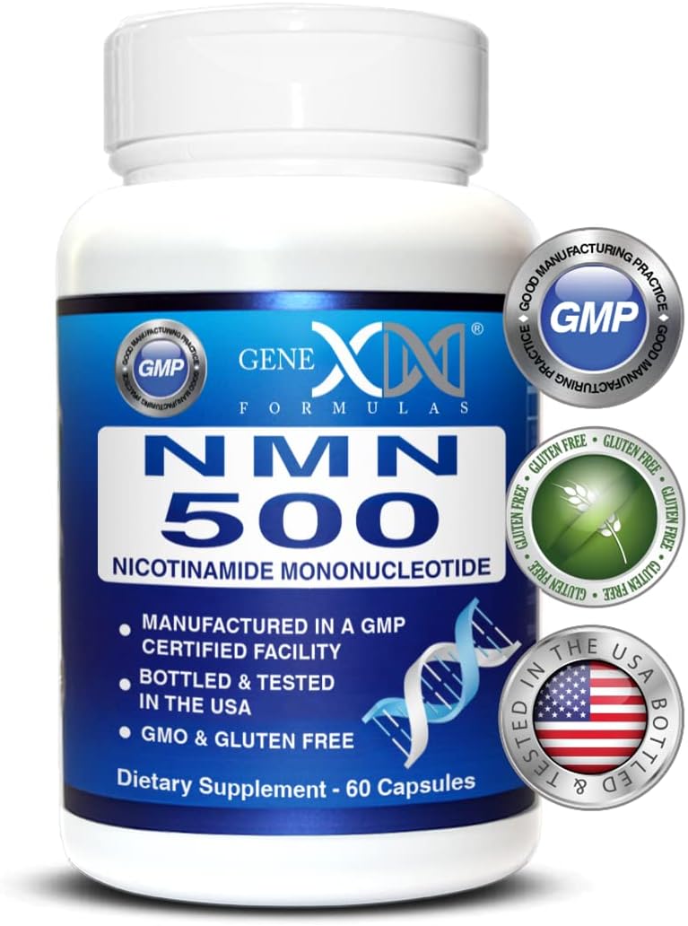 NMN Stabilized Form 500mg Serving Nicotinamide Mononucleotide Direct NAD Supplement (2x250mg Capsules 60ct)