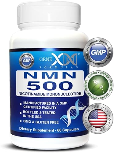 Genex Formulas NMN 500mg - 99% Pure Shelf Stabilized Supplement Capsules for Increased NAD Levels & Healthy Aging, GMP Certified, 500mg per Serving,