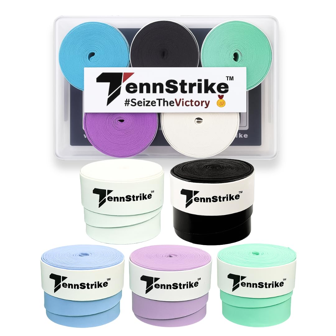 Tennstrike Badminton Grip Box | Pack of 5 | Sweat-Absorbent, Anti-Slip, Tacky, Durable Grips | Multi Color Racket Overgrip Tape for Badminton, Tennis, Pickleball and More