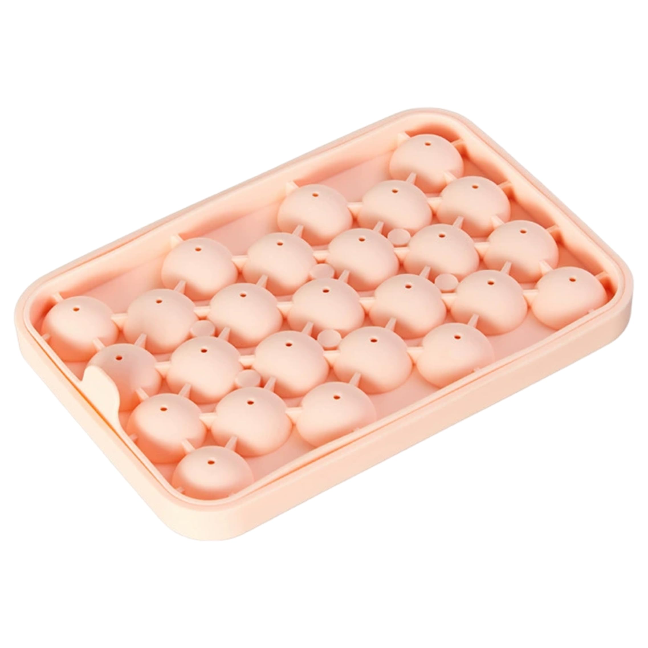 Ngbbby Ice Ball Tray, Round Silicone Ice Cube Tray with Lid Easy-Release 25 Cavity Cube Molds for Freezer, Style-2