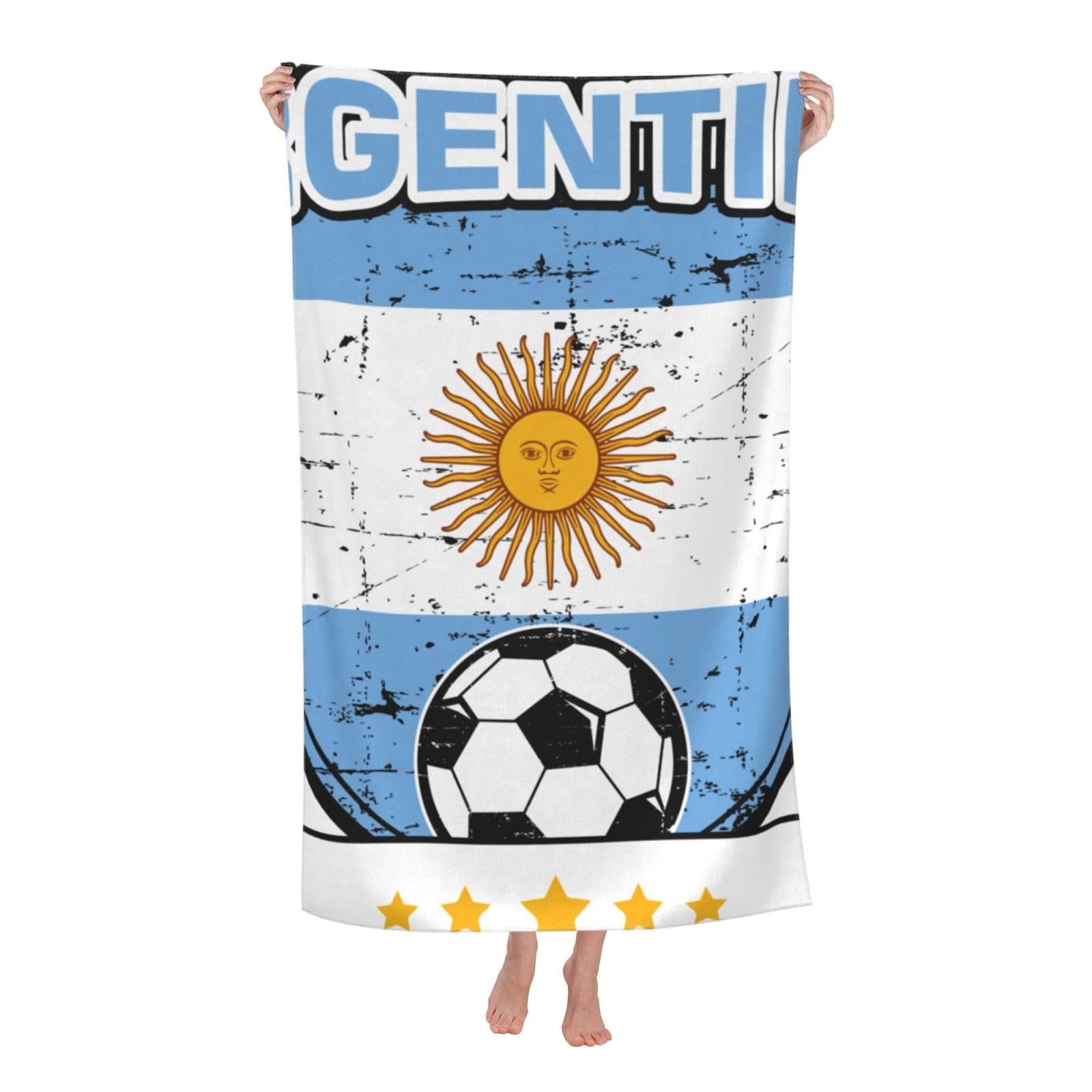 LSRCPD Beach Towel Argentina Football Soccer Microfiber Beach Towels Blanket Oversized Tropical Big Extra Large XL Pool Towels Quick Dry Sandproof for Women Girls Kids