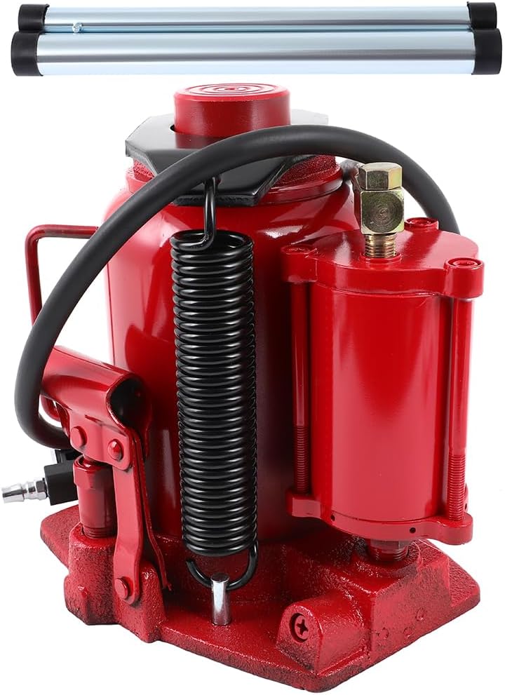 Heavy Duty 30 Ton Pneumatic Air Hydraulic Bottle Jack for Auto Truck Repair, Red
