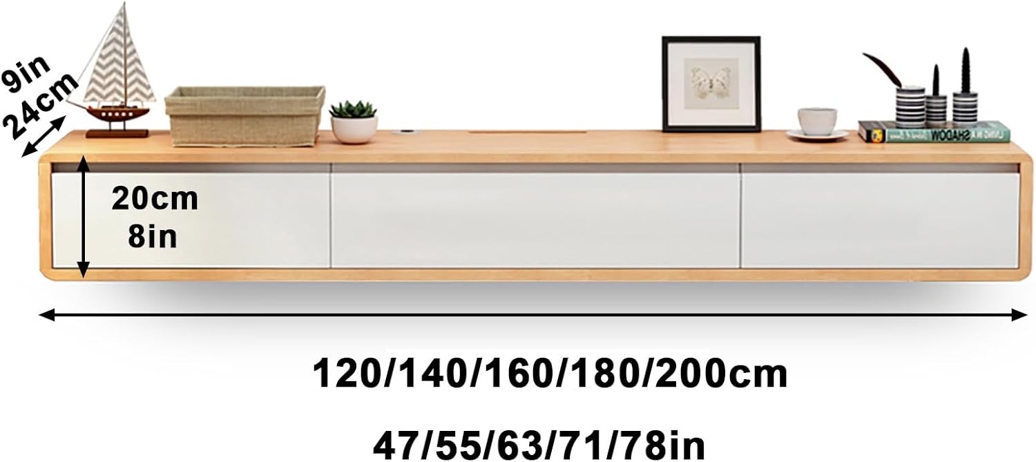 Floating tv stand，Wall Mounted TV Cabinet,Entertainment Center Wall Mounted Media Console，With two drawers and a semi-open storage space， Floating Shelves With Door，For Storage Hutch Under TV(Natural+